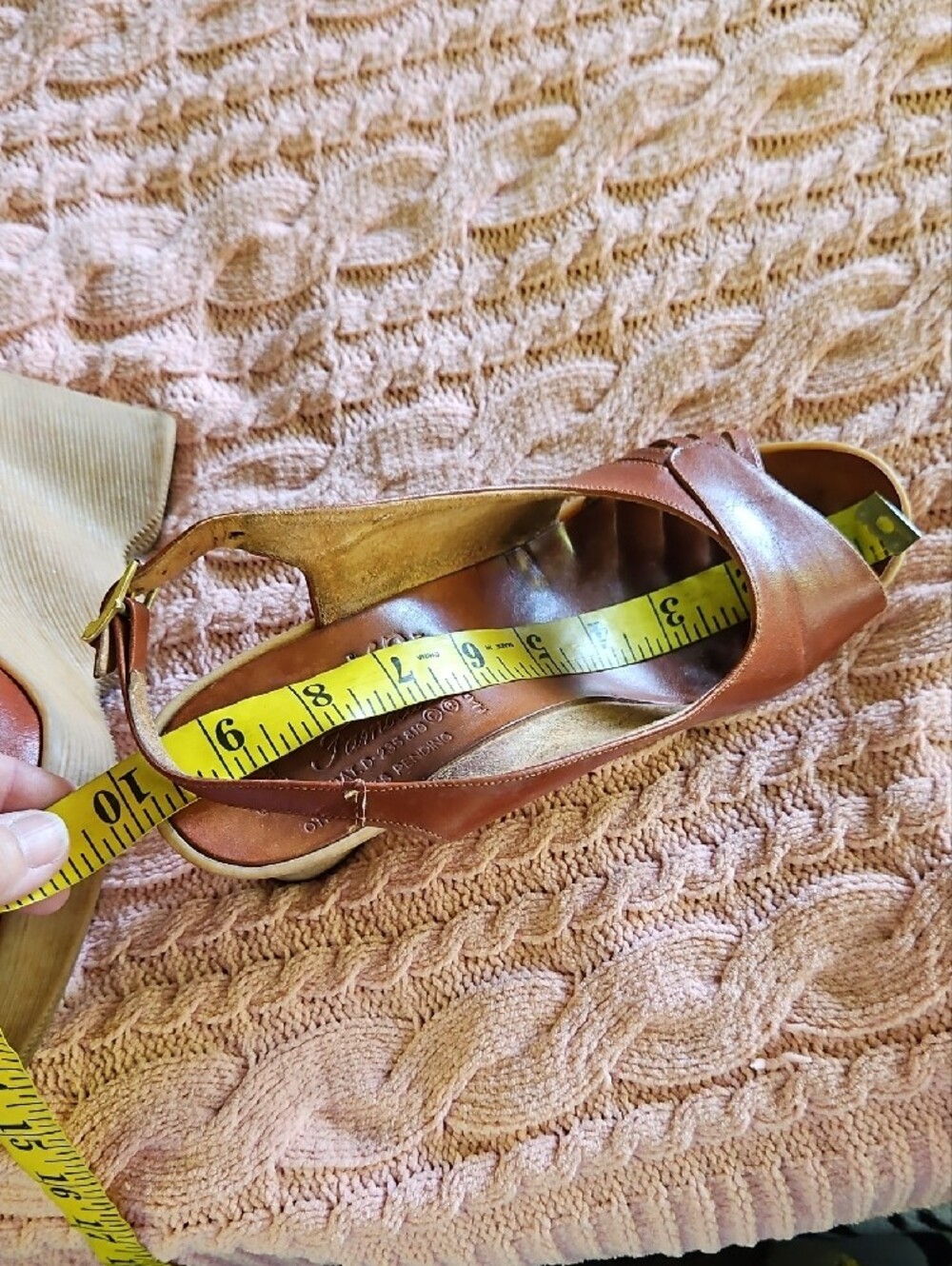 Famolare 70's Vintage Hi Up Women's Brown Leather Slingback Sandals 2/ 7.5 To 8 - Picture 16 of 17